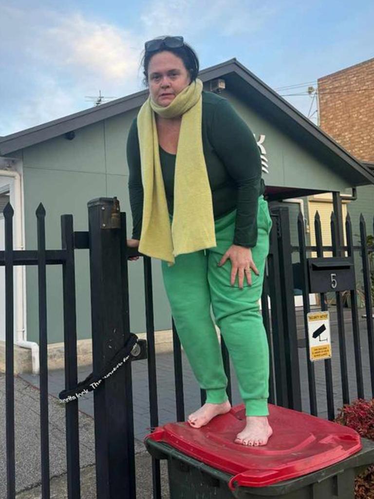 Cathy Jayne Hogben outside the fence line of her Richmond business, Soak House Adelaide, Picture: Supplied.