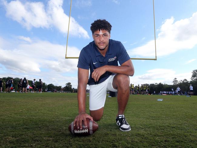 Gold Coaster and New England Patriots 20-year-old defensive end Jotham Russell. Picture by Richard Gosling.