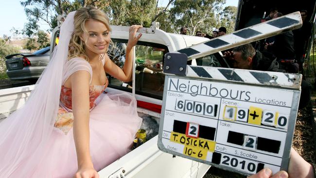 Actress Margot Robbie prepares to film the 6000th episode of Neighbours in 2010.