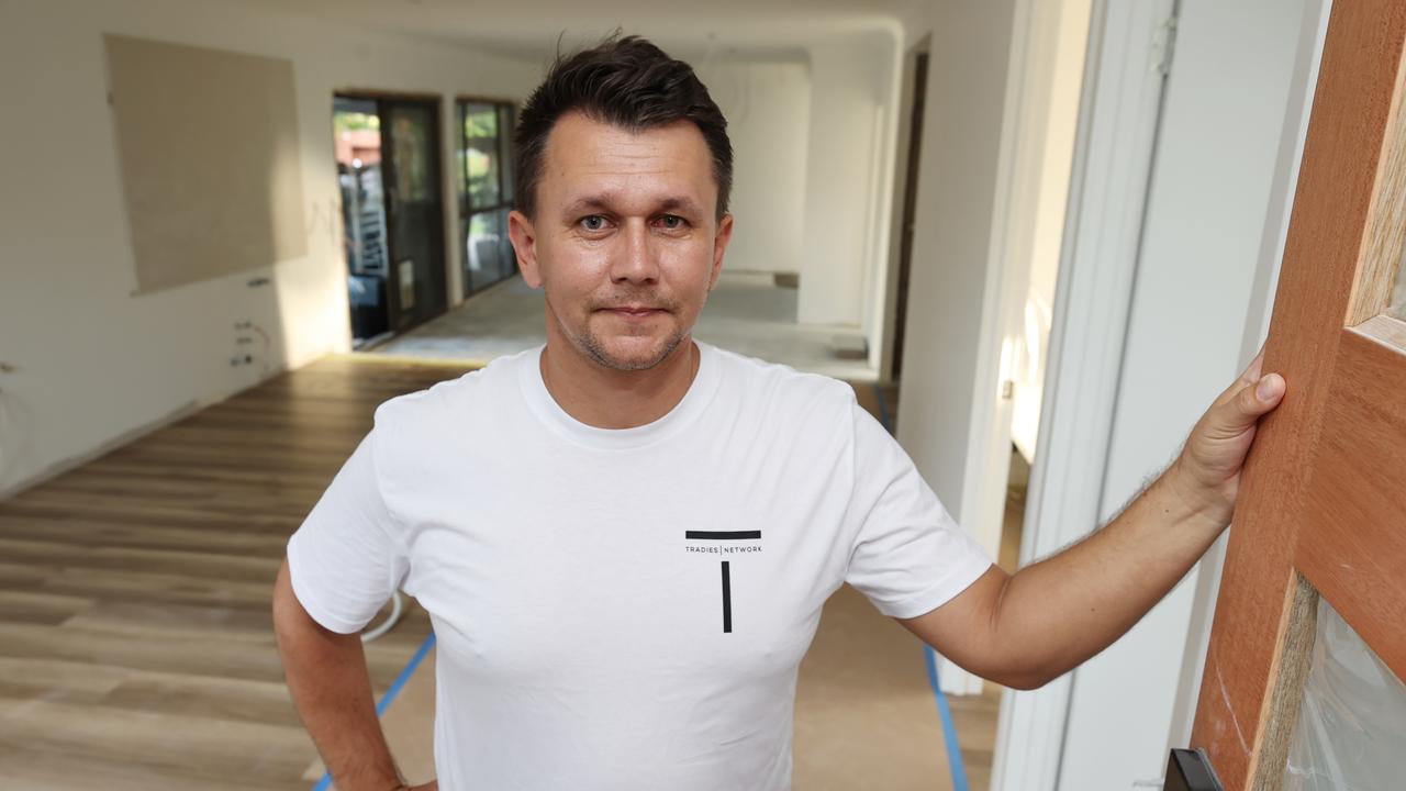 Builder Dennis Boca from Tradies Network on a job site at Alexandra Hills. Picture: Lachie Millard.