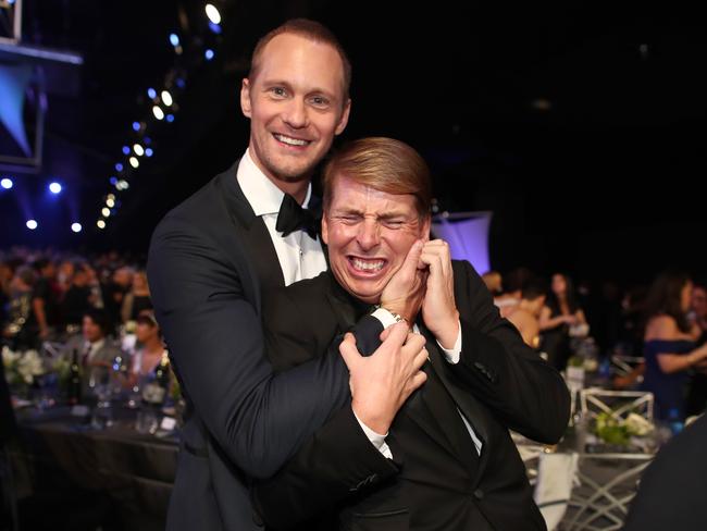 Alexander Skarsgard and Jack McBrayer attend the 24th Annual Screen Actors Guild Awards at The Shrine Auditorium on January 21, 2018 in Los Angeles, California. Picture: Getty