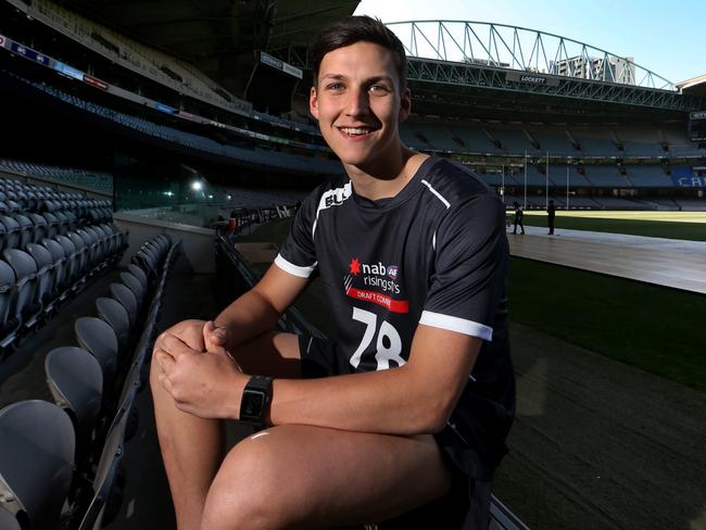 Sam Weideman at the draft combine at Etihad Stadium.