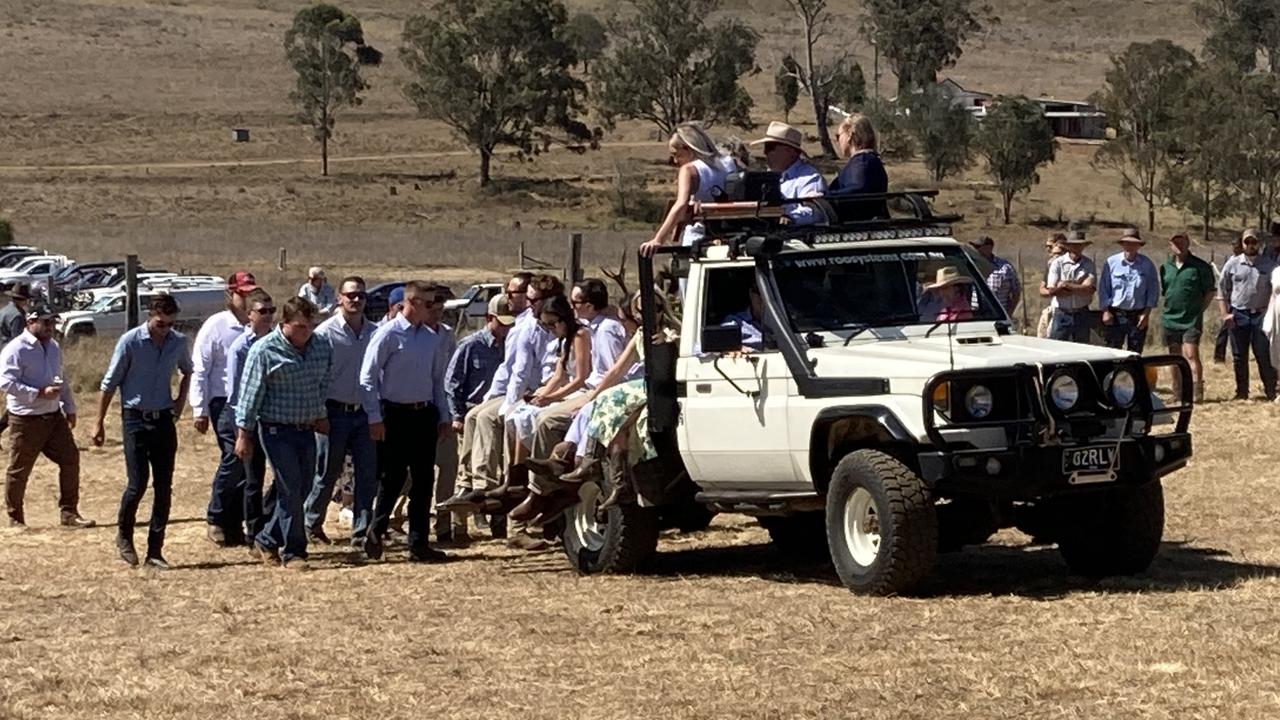 Riley Wilson’s casket was carried to the service on the back of a flat-bed ute ridden by his family and friends. The casket was inscribed with comments from his loved ones.