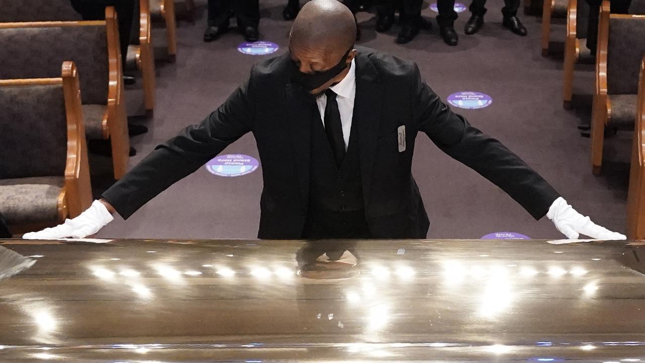 The casket of George Floyd is placed in the chapel. Picture: AP/David J. Phillip