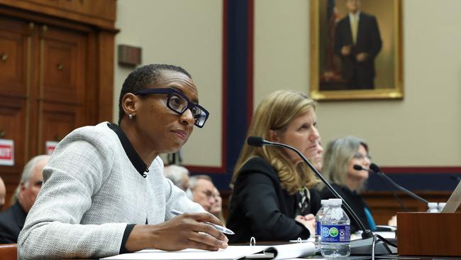 \ Dr. Claudine Gay, President of Harvard University, Liz Magill, President of University of Pennsylvania, Dr. Pamela Nadell, Professor of History and Jewish Studies at American University, and Dr. Sally Kornbluth, President of Massachusetts Institute of Technology, testify before the House Education and Workforce Committee. The Committee held a hearing to investigate antisemitism on college campuses. Kevin Dietsch/Getty Images/AFP