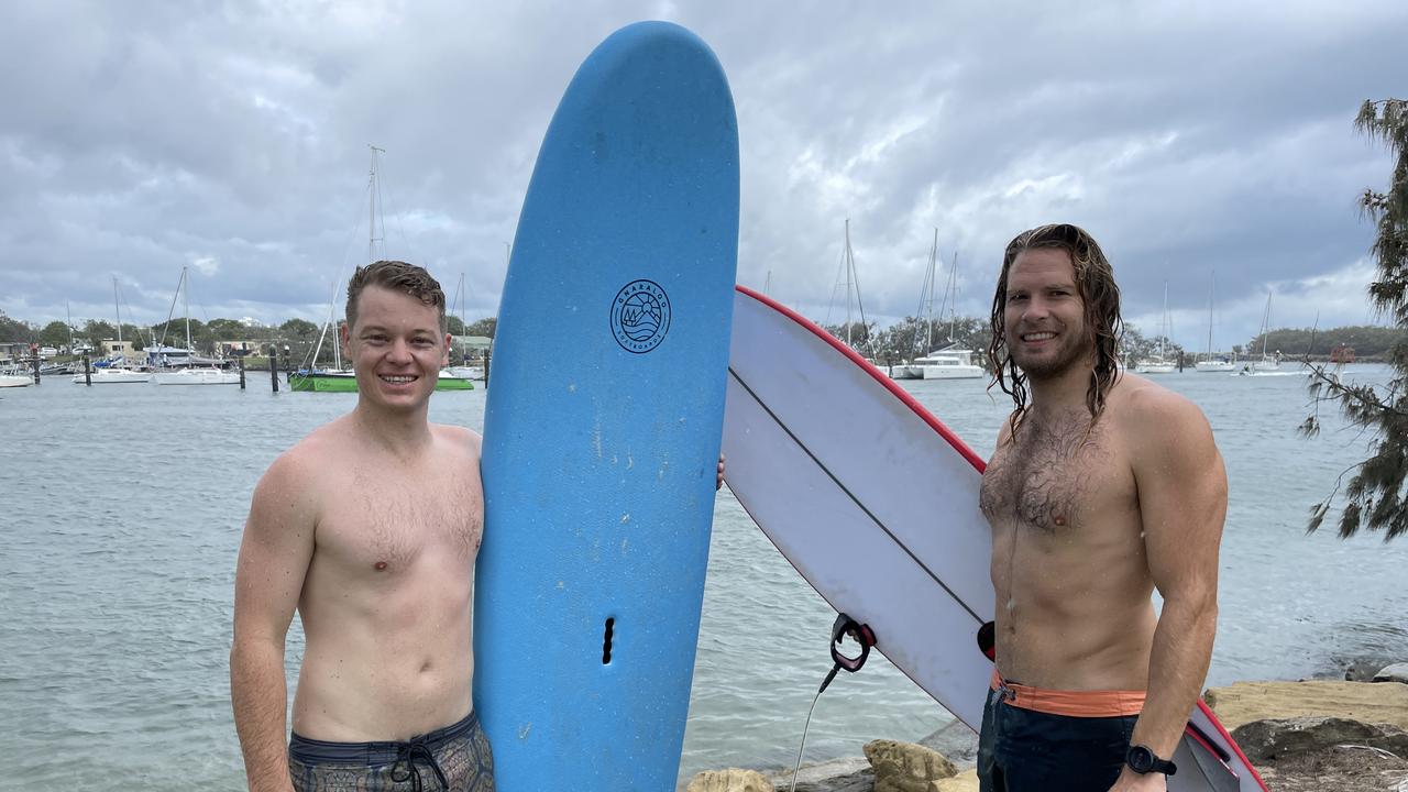 Luke Dickson and Tom Murray celebrating Christmas at La Balsa Park.