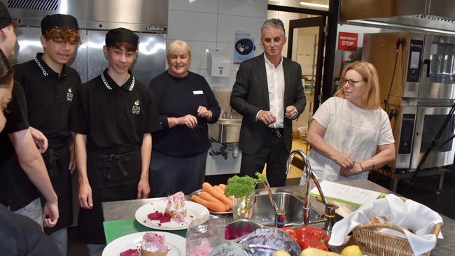 Students at Ballina Coast High School with Principal Janeen Silcock, Ballina RSL CEO Bill Coulter and the school's Head of Hospitality, Susan Tulloch.