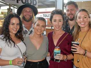 COUNTRY FANS: Kelly Adams, James French, Chloe Underhill, Kylah Watts, Ryley and Sari MewEwan drove eight hours north to attend Rockin Rocky. Picture: Jann Houley