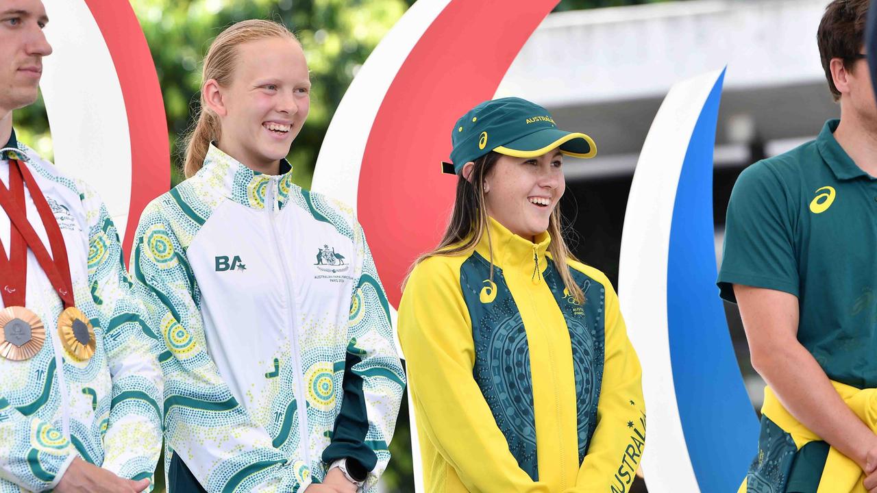 Australian Olympic and Paralympic teams arrive on the Sunshine Coast. Grace Brimelow and Haylie Powell. Picture: Patrick Woods.