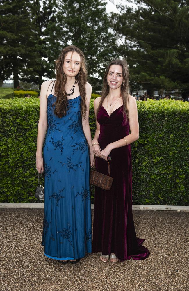 Ava Knap (left) and Jolene Gorman at Centenary Heights State High School formal at Picnic Point, Friday, November 15, 2024. Picture: Kevin Farmer