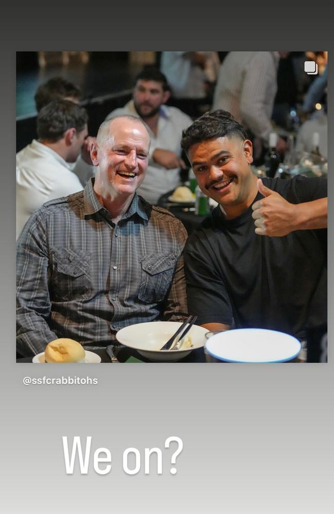 Latrell Mitchell posts his meeting with Madge on Instagram.