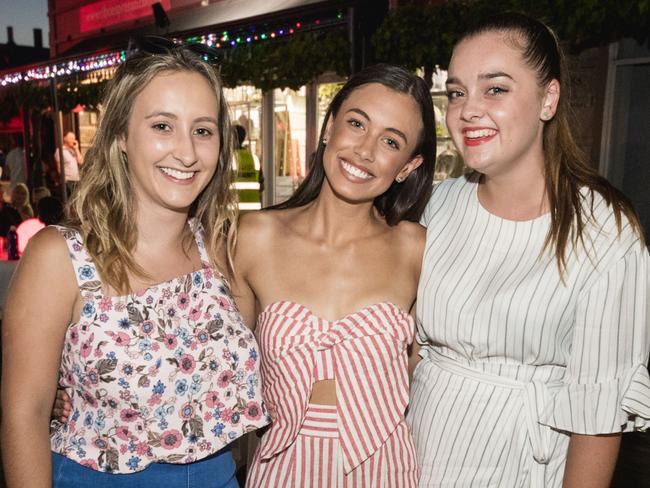 SOCIAL PICS: Unley Gourmet Gala, Tuesday, January 16, on King WilliamRd. Georgie Zikos, Grace Misso, Elza Gamley. Picture: Matthew Kroker