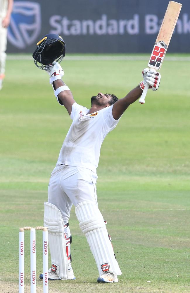 Kusal Perera celebrates and Sri Lanka are home.