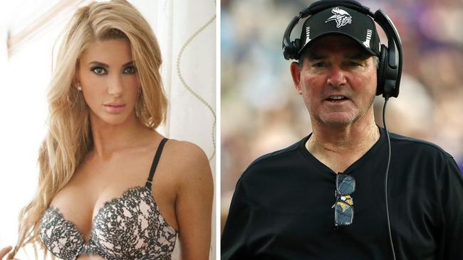 Maxim Australia cover model Katarina Miketin is dating Vikings coach Mike Zimmer. Photo: Instagram and Getty Images