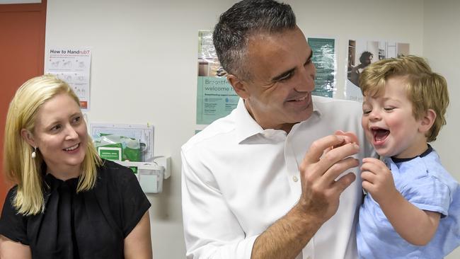 Premier Peter Malinauskas with his wife Annabel West and son George on February 5. Picture: RoyVPhotography