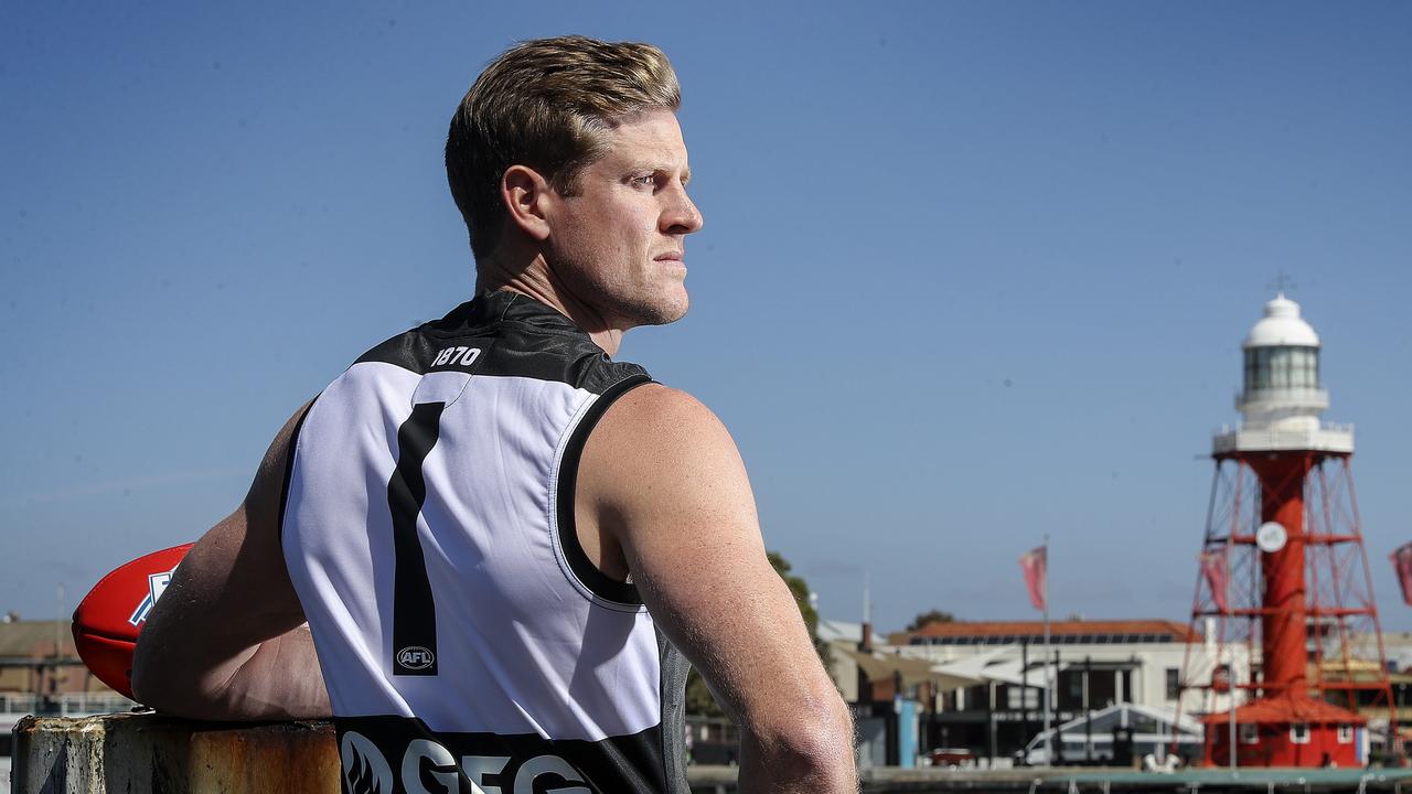 AFL - Tom Jonas named sole captain of the Port Adelaide Football Club and will be wearing the Number 1 jumper. In Port Adelaide. Picture SARAH REED