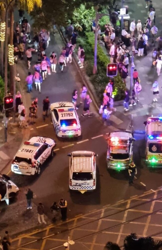 Emergency crews at the scene at Surfers Paradise. Picture: Facebook/Rhys Bko