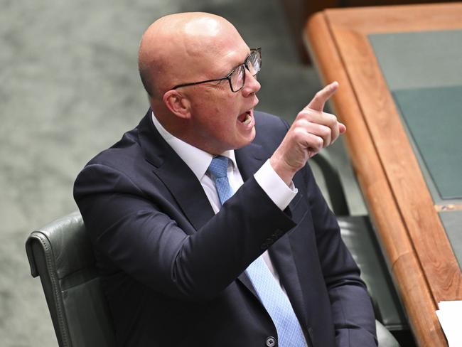 CANBERRA, AUSTRALIA  - NewsWire Photos - November 6, 2024: Leader of the Opposition Peter Dutton during Question Time at Parliament House in Canberra. Picture: NewsWire / Martin Ollman