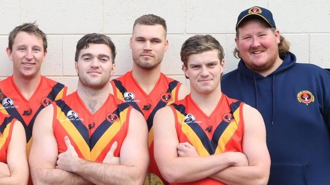 Tailem Bend defender Josef Rack (back centre).