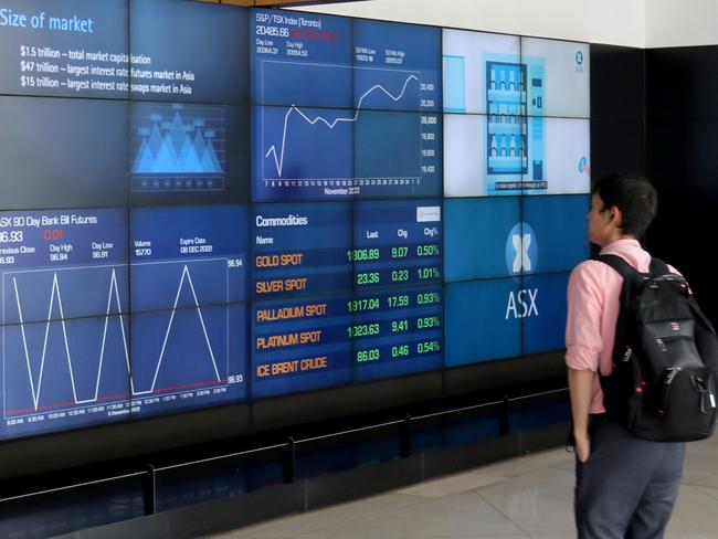 SYDNEY, AUSTRALIA - NewsWire Photos DECEMBER 5, 2022: A person looks at the Screens at the  Australian Stock Exchange ASX in central Sydney.Picture: NCA NewsWire / Damian Shaw