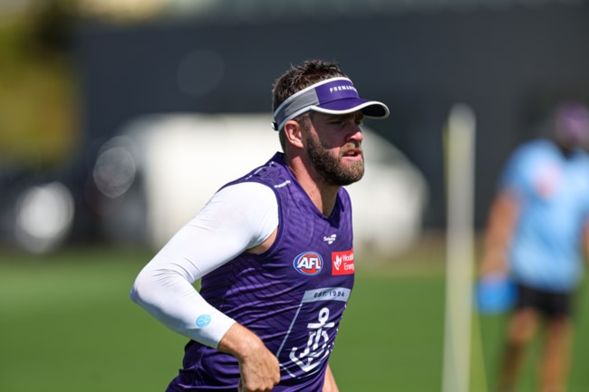 Fremantle defender Luke Ryan at training on Monday. Pic: Fremantle FC