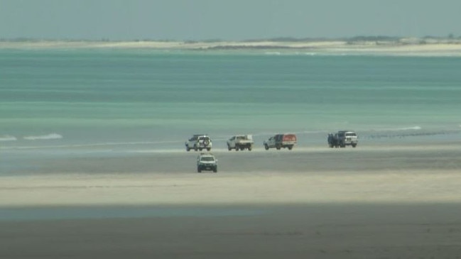 Police shot at a shark suspected of being behind last month’s fatal attack at Broome’s Cable Beach. Picture: ABC