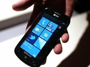 A new Windows Phone 7 mobile operating system yesterday in New York / AFP