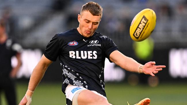 Patrick Cripps is the fifth-ranked midfielder in KFC SuperCoach, averaging 115 points a game. Picture: Daniel Carson/AFL Photos via Getty Images