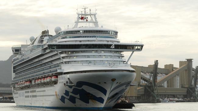 The Ruby Princess cruise ship departs from Port Kembla. Picture: Getty