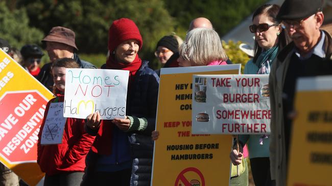 Members of the community rallied against the proposed new McDonald's for Claremont in May. Picture: Nikki Davis-Jones