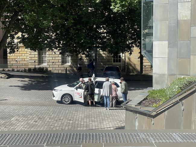 The loved ones of murdered midwife Rachel Wake leaving the Supreme Court of Tasmania after a guilty plea by Darren Mark Wake. Picture: Amber Wilson