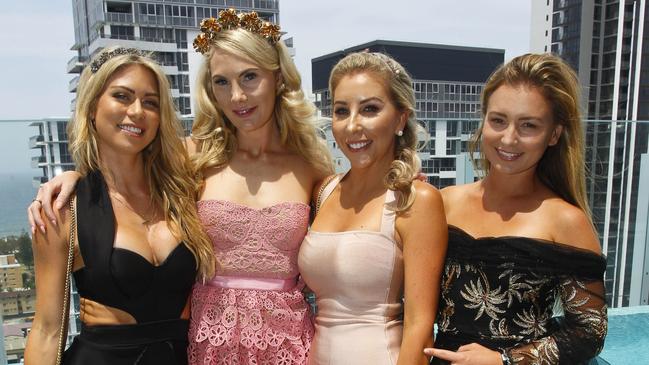 Kimberly Lauren, Annie McMillan, Laura Barnes and Samantha Davies at Nineteen at the Star in Broadbeach. Picture: Brian Usher