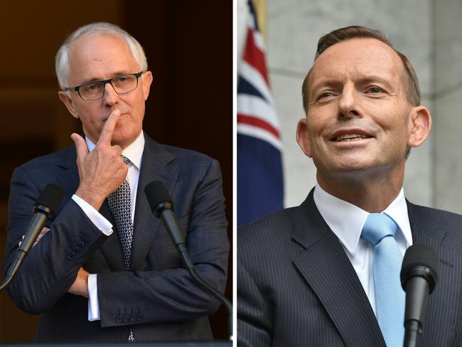 Prime Minister Malcolm Turnbull and former prime minister Tony Abbott.