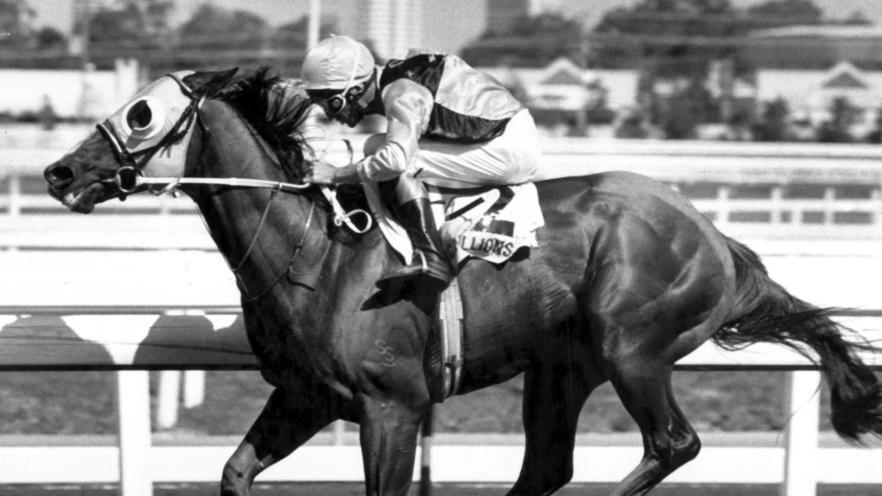 11 January 1992 --- Jockey Grant Cooksley and Clan O'Sullivan take out the Magic Millions 2-year-old classic at the Gold Coast (X43145 pub 12/1/1992)