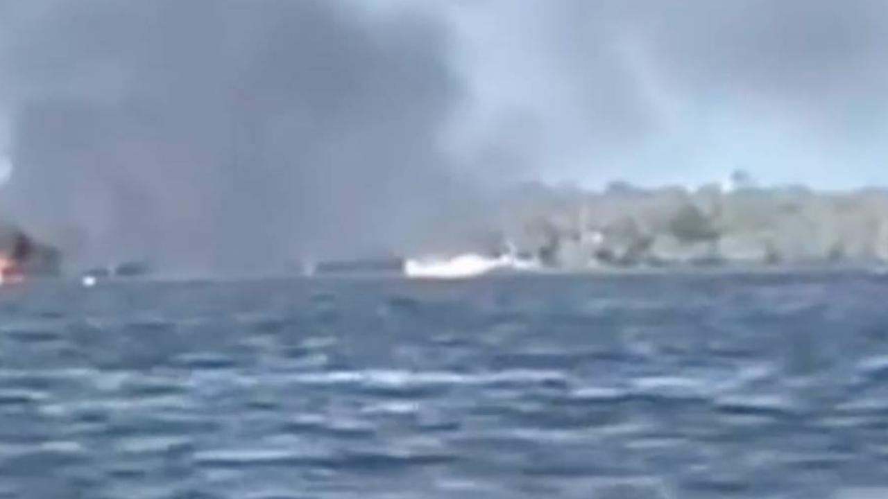 Watch: Boat goes up in flames on Gold Coast river