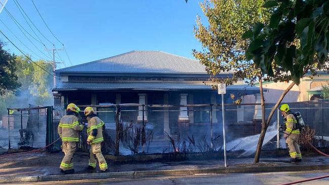 A fire tore through the front of an Unley home on Christmas Eve. Pictures: 7NEWS