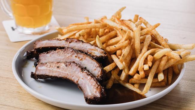 Ribs, fries and beery beer at The Hack in Port Melbourne.