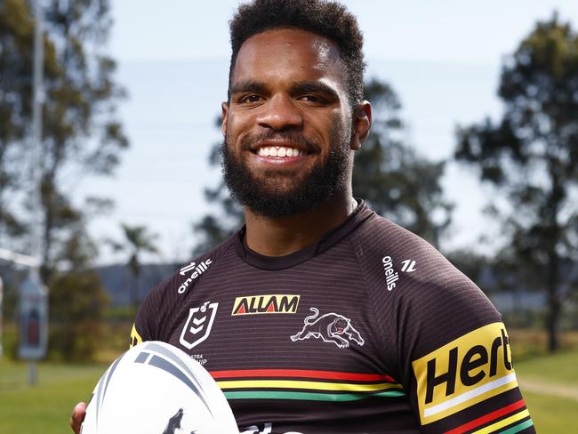 DAILY TELEGRAPH SEPTEMBER 23, 2024. Panthers player Sunia Turuva at the Panthers Rugby League Academy. Picture: Jonathan Ng