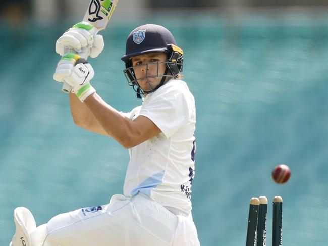 SYDNEY, AUSTRALIA - FEBRUARY 18: Sam Konstas of New South Wales is bowled by Scott Boland of Victoria during the Sheffield Shield match between New South Wales and Victoria at Sydney Cricket Ground, on February 18, 2025, in Sydney, Australia. (Photo by Darrian Traynor/Getty Images)