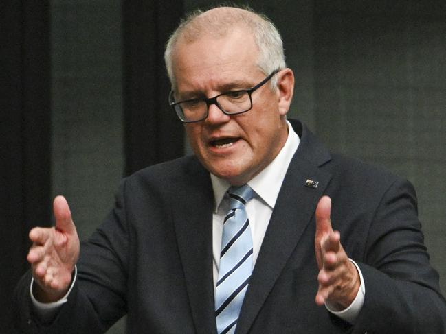 CANBERRA, AUSTRALIA, NewsWire Photos. FEBRUARY 27, 2024: The 30th prime minister of Australia, Scott Morrison delivers his valedictory speech to Parliament in the House of representatives at Parliament House in Canberra. Picture: NCA NewsWire / Martin Ollman