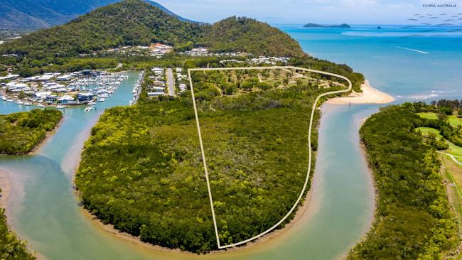 The 1.87ha of oceanfront land holding at Half Moon Bay, north of Cairns.