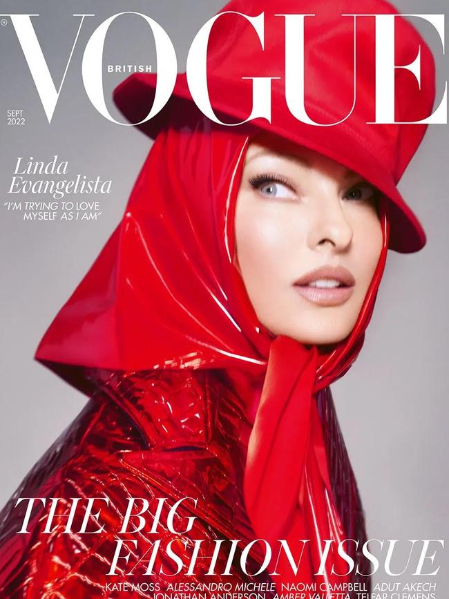 Supermodel Linda Evangelista on the cover British Vogue in July 2022. Picture: Steven Meisel