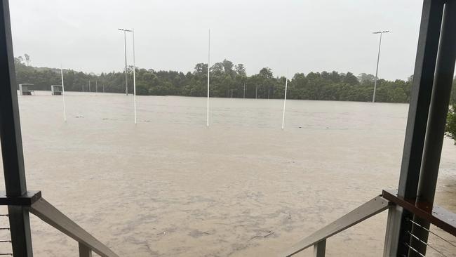 Water rose rapidly at the Bulldogs Club in Ormeau. Picture: Mark Jorgensen