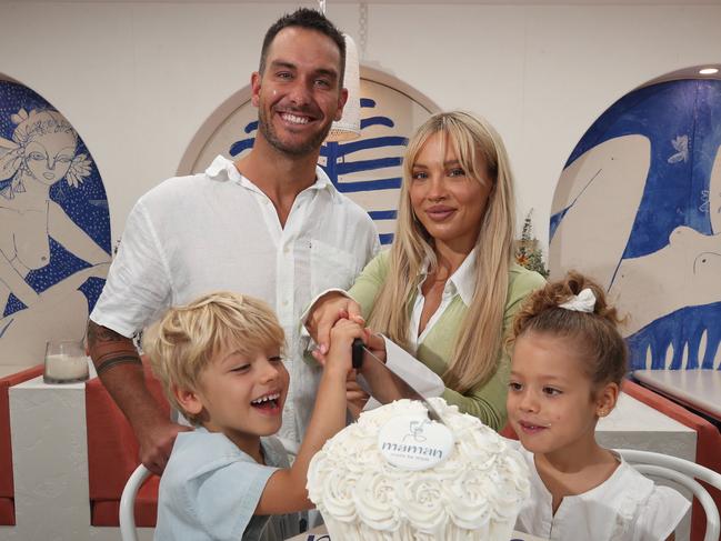 Matt Poole with Tammy Hembrow and kids Wolf, 6, and Saskia Hembrow, 5