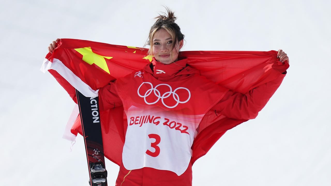 Gu has managed to win two medals already despite the pressure from being stuck between two super powers. Picture: Maddie Meyer/Getty Images