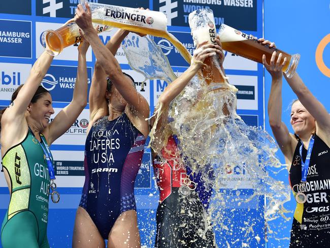 Party time at the Hamburg triathlon.