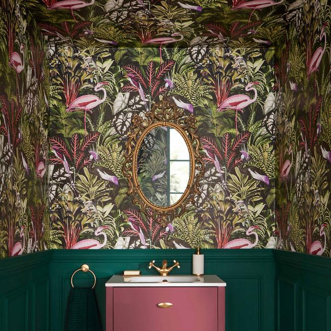 Wallpaper can transform a bathroom on its own.