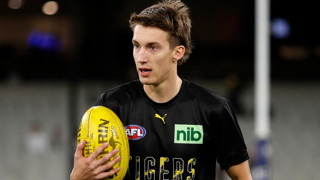 Judson Clarke kicked goals with his first two kicks in AFL footy. Picture: Dylan Burns/AFL Photos via Getty Images