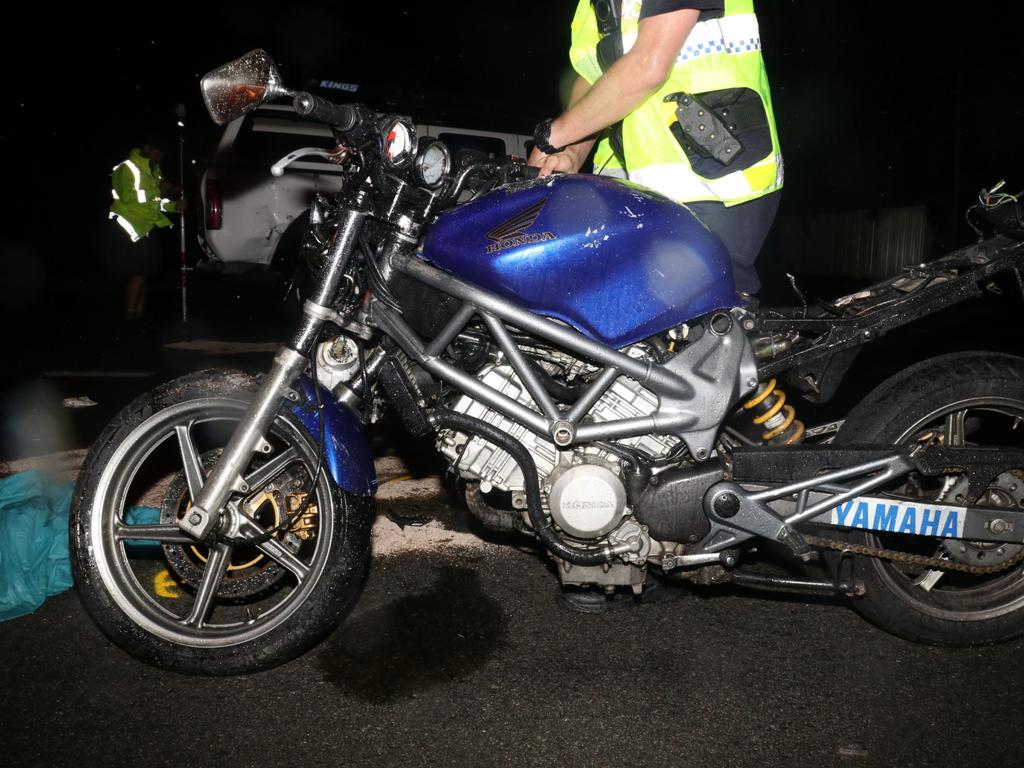 The motorcycle that was allegedly being ridden by a 32-year-old man and his 4-year-old son