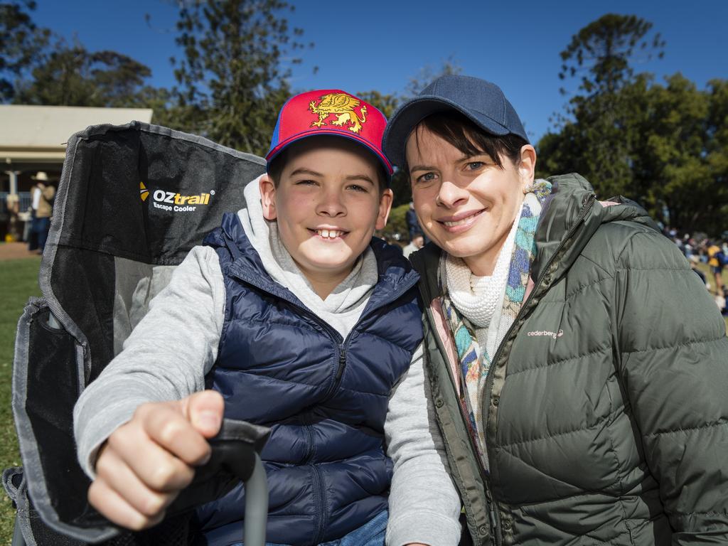 Hamish and Christie Lederhose show their support for Downlands on Grammar Downlands Day at Toowoomba Grammar School, Saturday, August 19, 2023. Picture: Kevin Farmer